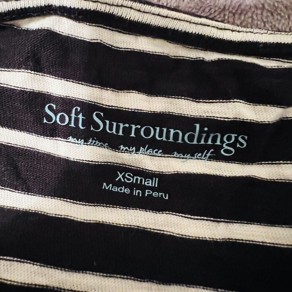 Soft Surrounding Bali Breeze Stripped Tee Black & White V Neck Resort Wear XS - Picture 6 of 9